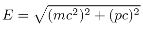 \bgroup\color{black}$ \displaystyle E=\sqrt{(mc^2)^2+(pc)^2}$\egroup